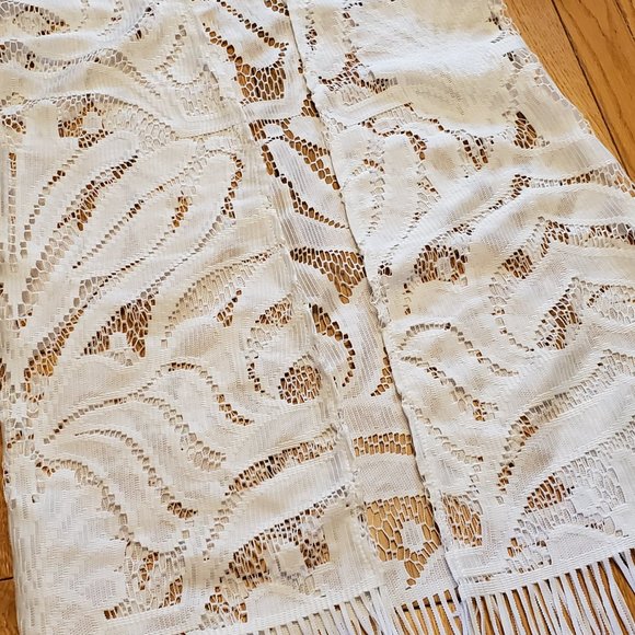 Jiujin White Lace & Fringe Bathing Suit Cover - Picture 3 of 12